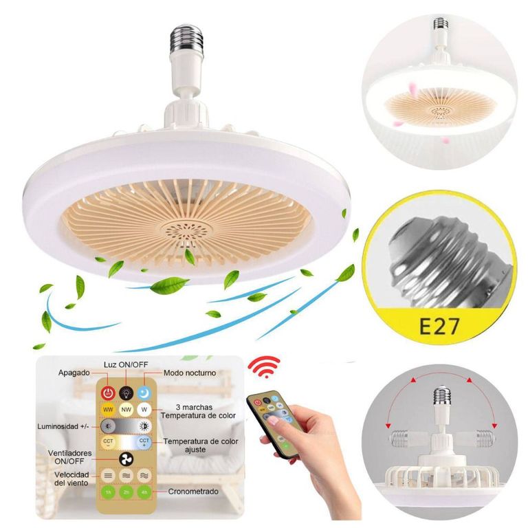Foco ventilador de techo ahorrador inteligente control y fragancia 30w