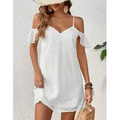 KAST PE - Vestido de Verano tiritas Modelo Catalina Blanco - M