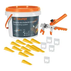 TRUPER - Kit cuña nivelador de porcelanato, clips, alicate - Balde