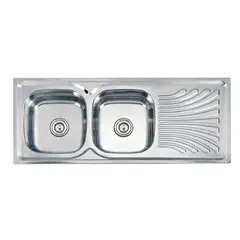 GENERICO - Lavadero de cocina 2 pozas con escurridero Acero Inoxidable WDS12050A