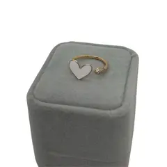 GENERICO - ANILLO CORAZÓN BLANCO ACERO TRIPLE BAÑO