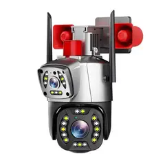 OEM - Cámara exterior full HD WiFi 360 PTZ doble cámara y con sirena
