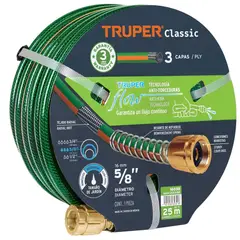 TRUPER - Manguera de riego 5/8" reforzada 3 capas 25 m conexiones de metal