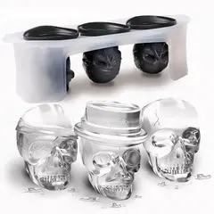 GENERICO - Set de 3 Moldes Para Cubos De Hielo Diseño Calaveras