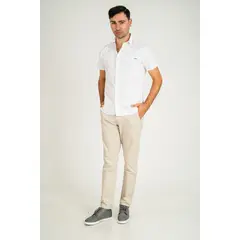 VOLTAIRE - Camisa manga corta color blanco en algodón Peruano