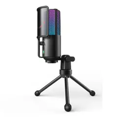 FIFINE - - Micrófono K669 Pro 3 USB RGB Cardioide con Soporte - Negro