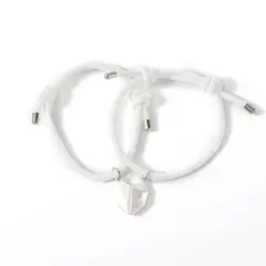 GENERICO - Pulsera brazalete tobillera para parejas corazon imantado blanco