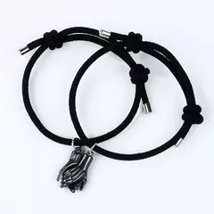 GENERICO - Pulsera brazalete tobillera para parejas negro imantadas