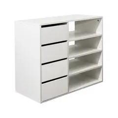 AMUEBLE - Zapatera de melamine con cajones MANTA Tiendas BLANCO