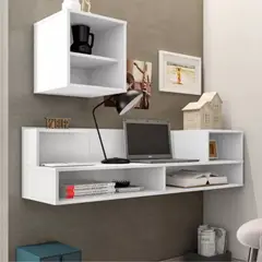 TU MESITA - Escritorio flotante mas repisa Misti color Blanco