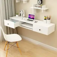 TU MESITA - Escritorio Flotante moderno 2 cajones Leonidas color Blanco