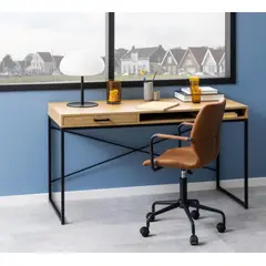 TU MESITA - Escritorio Industrial Dibu color Duna/Negro 1 cajón