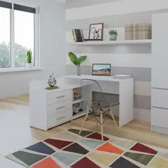 TU MESITA - Escritorio Moderno en L Australia Blanco