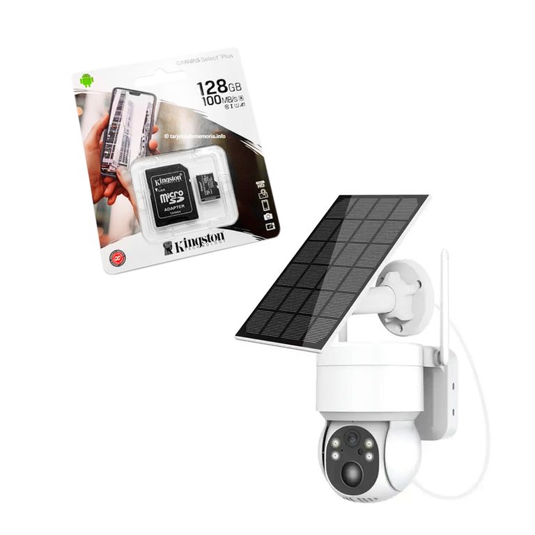 Camara Ip Solar WIFI Bateria Recargable más Memoria 128GB