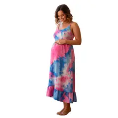 GENERICO - Vestido Maternal Tiritas Broche y Top Lactancia Batik