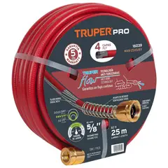 TRUPER - Manguera de riego 5/8" super reforzada 4 capas 25 m conectores metal
