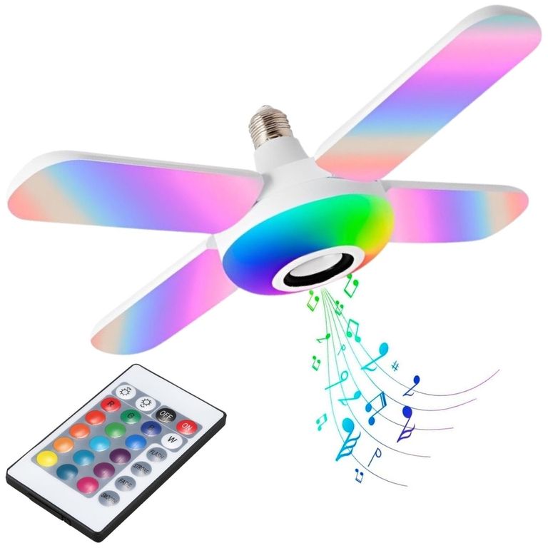 Foco Parlante Rgb Luz Led Multicolor 4 Aspas con Bluetooth 5.0 G50