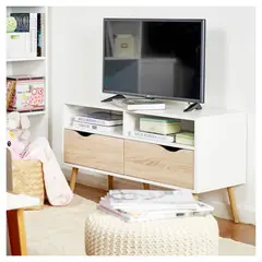 TU MESITA - Mesa de TV Rossana 98x39x57 cm Blanco/Oak
