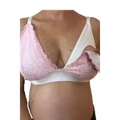 GENERICO - Sostén Maternal Halter Broche Lactancia Pretina Ancha Rosado