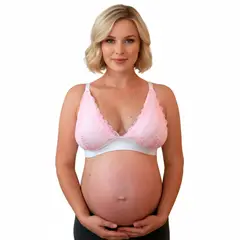 GENERICO - Sostén Maternal Halter Broche Lactancia Pretina Ancha Rosado