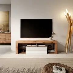 TU MESITA - Mesa de TV Moderna Yibuti Marrón con Blanco 140cm