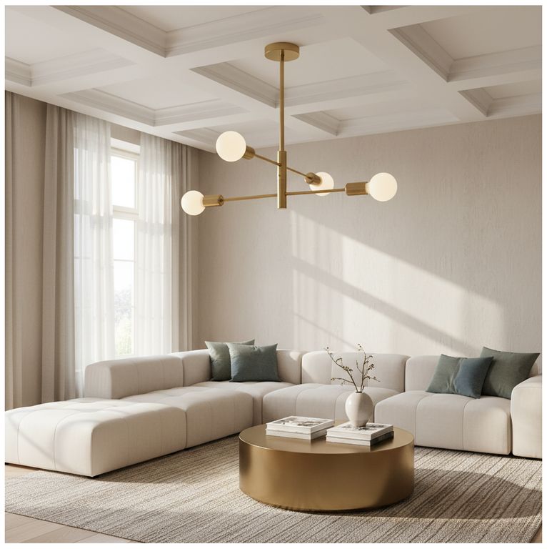 Lampara de techo dorado 4 luces sin focos