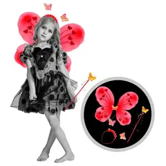 GENERICO - Alita Mariposa Incluye Alita -Diadema - Varita/ ROJO