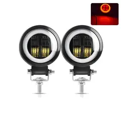 JET - Faro Led Ojo De angel 7cm 20w Lupa 6d Aro Rojo 1pcs
