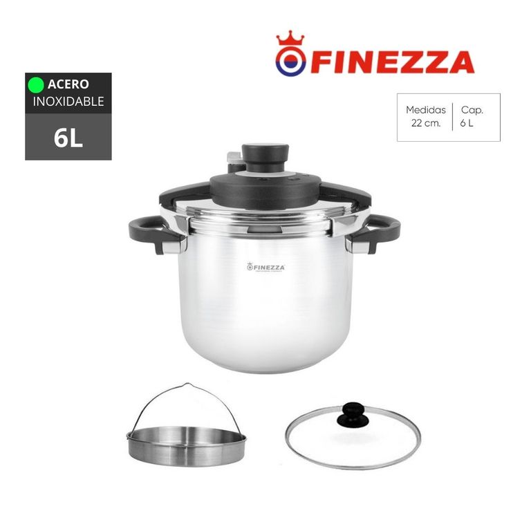 OLLA A PRESIÓN DE ACERO INOXIDABLE 6L