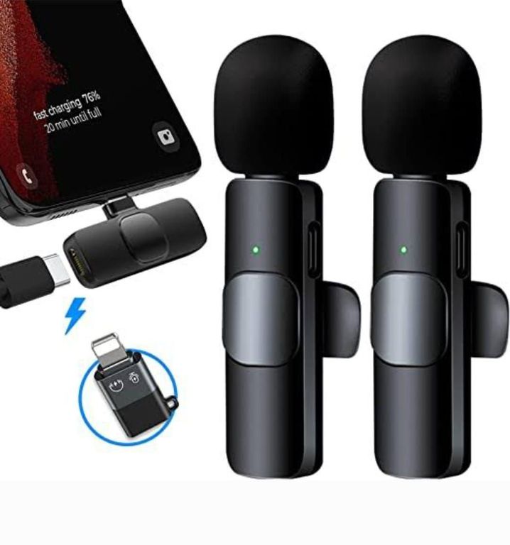 Microfonos inalambricos solaperos 2 en 1 K9 Tipo C y Adaptador Iphone