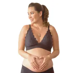 GENERICO - Sostén Maternal Halter Broche Lactancia Pretina Ancha Negro