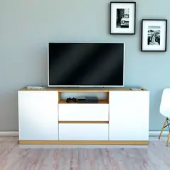 TU MESITA - Mesa de TV Mercedes Blanco/Oak 160 cm