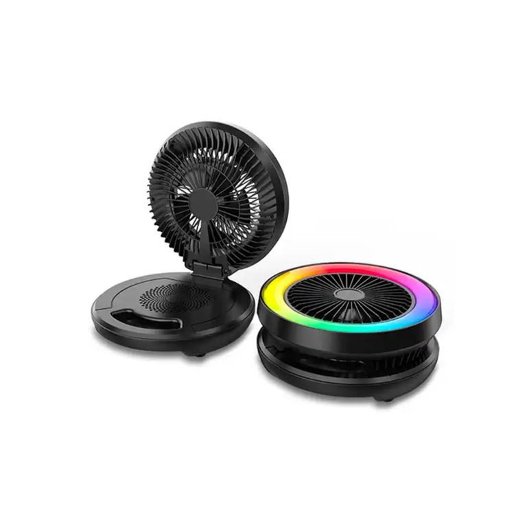 Ventilador Parlante de Escritorio con Luz RGB 3 en 1