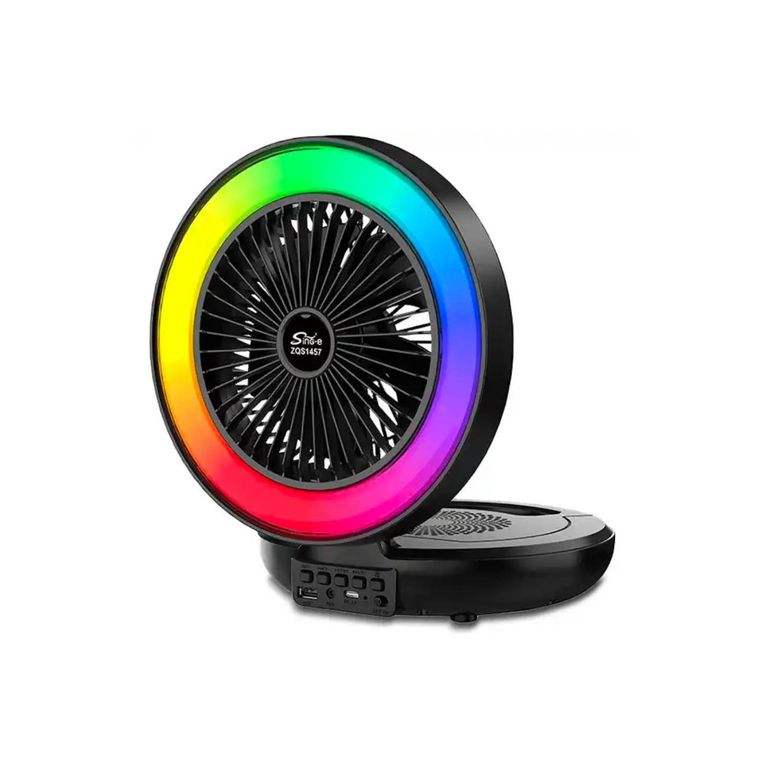 Ventilador Parlante de Escritorio con Luz RGB 3 en 1