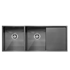 XM - LAVADERO DE COCINA 2 POZAS CON ESCURRIDERO NEGRO ULD01-12050
