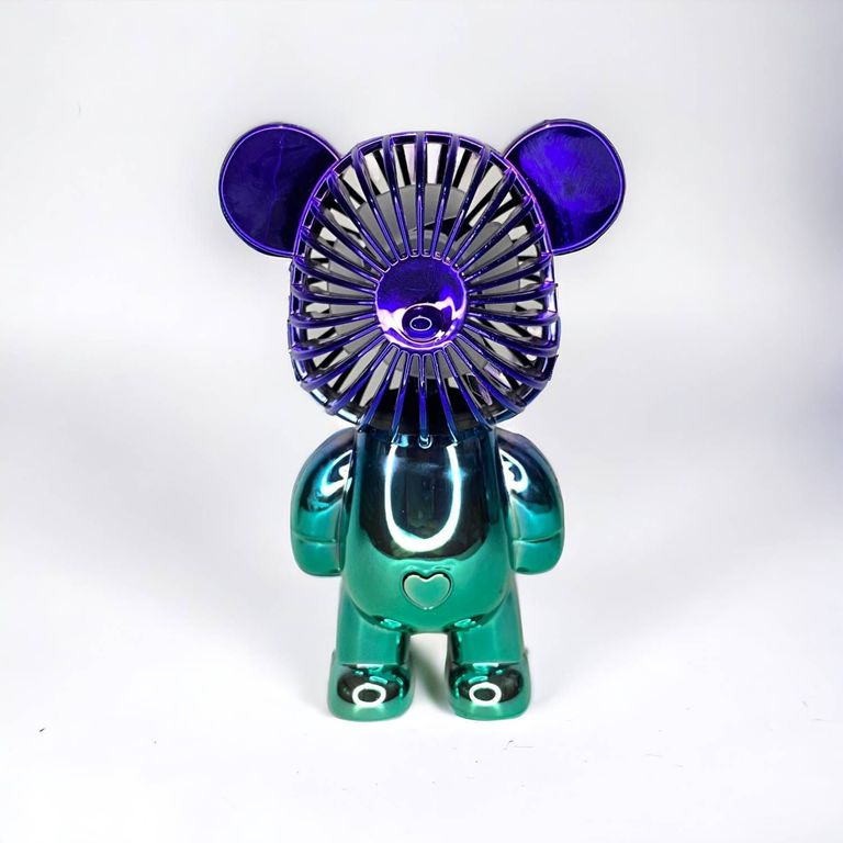 Ventilador Portátil Recargable Osito 3 Niveles Azul y Verde