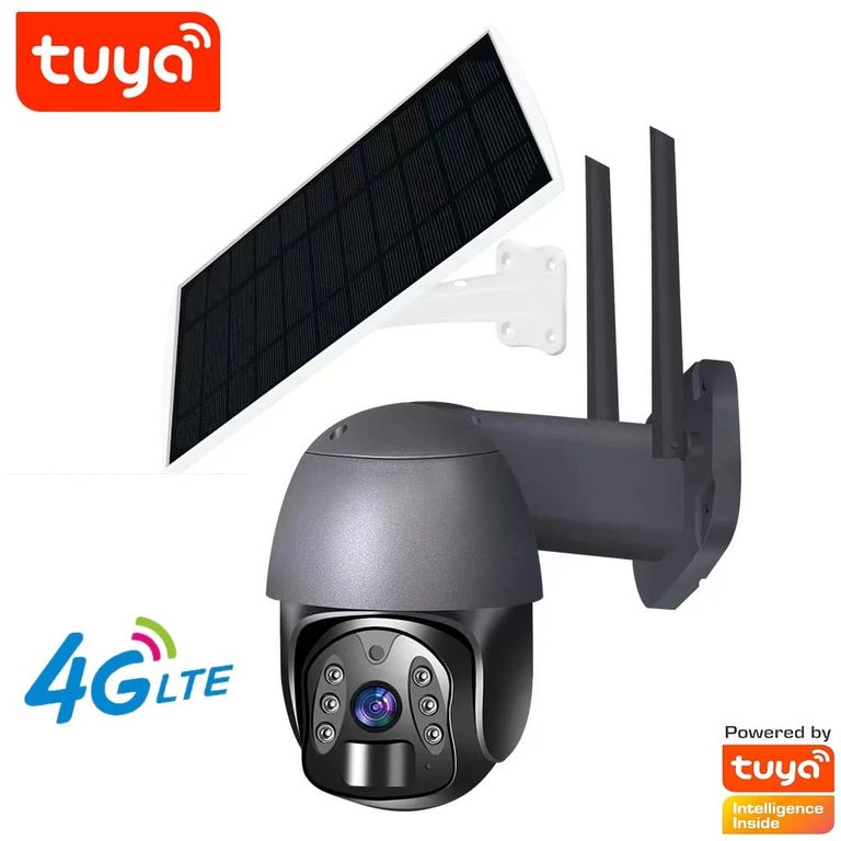 Cámara Solar 4G LTE Tuya Smart 3.0MP 8W 2,5 "PTZ Batería Recargable