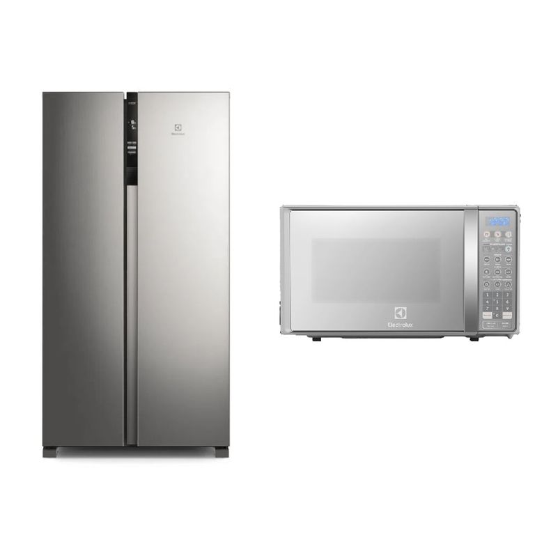 Combo: Refrigerador Side By Side 517 L Silver ERSA53V2HVG + Microondas 20L EMDO20S2GSRUG