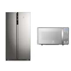 ELECTROLUX - Combo: Refrigerador Side By Side 517 L Silver ERSA53V2HVG + Microondas 20L EMDO20S2GSRUG