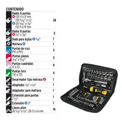PRETUL - Juego de 83 herramientas 1/4" y 3/8" para mecánico