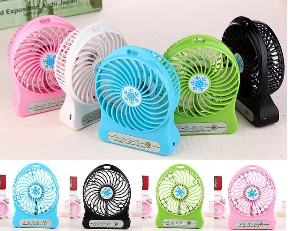 Pack 6 mini ventilador 3 niveles recargable portatil mini fan