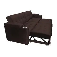 BARAKA HOME - Sofa Cama Madison con Portavaso y almacenamiento King - Chocolate