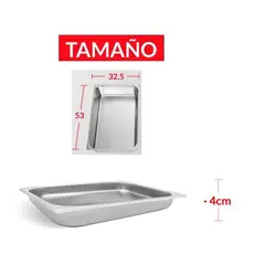 GENERICO - BANDEJA GASTRONÓMICA DE ACERO 53 cm x 32.5 x 4 cm