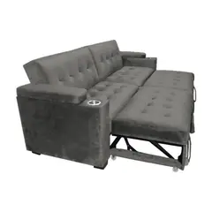 BARAKA HOME - Sofa Cama Madison con Portavaso y almacenamiento King - Gris Oscuro