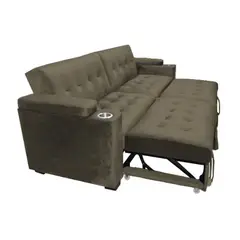 BARAKA HOME - Sofa Cama Madison con Portavaso y almacenamiento King - Beige Oscuro