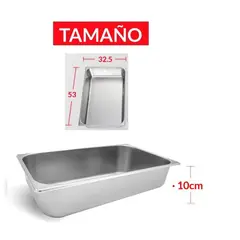 TIGERBEE - BANDEJA GASTRONÓMICA DE ACERO 53 cm x 32.5 x 10 cm