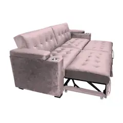 BARAKA HOME - Sofa Cama Madison con Portavaso y almacenamiento King - Rosado