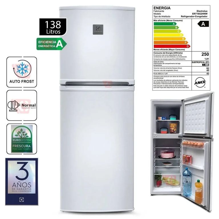 Refrigeradora con 2 puertas 138Lts Blanco