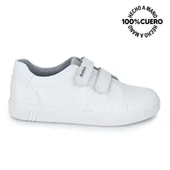 VIALE - Zapatilla Escolar Unisex Casual ANGEL-078 I Blanco Rabbit Cuero