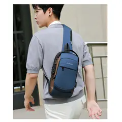 GENERICO - Morral Antirobo con Clave e impermeable Azul con marron